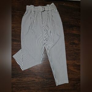 Time and Tru Navy and White Pleated Casual Pants With Belt Size 12